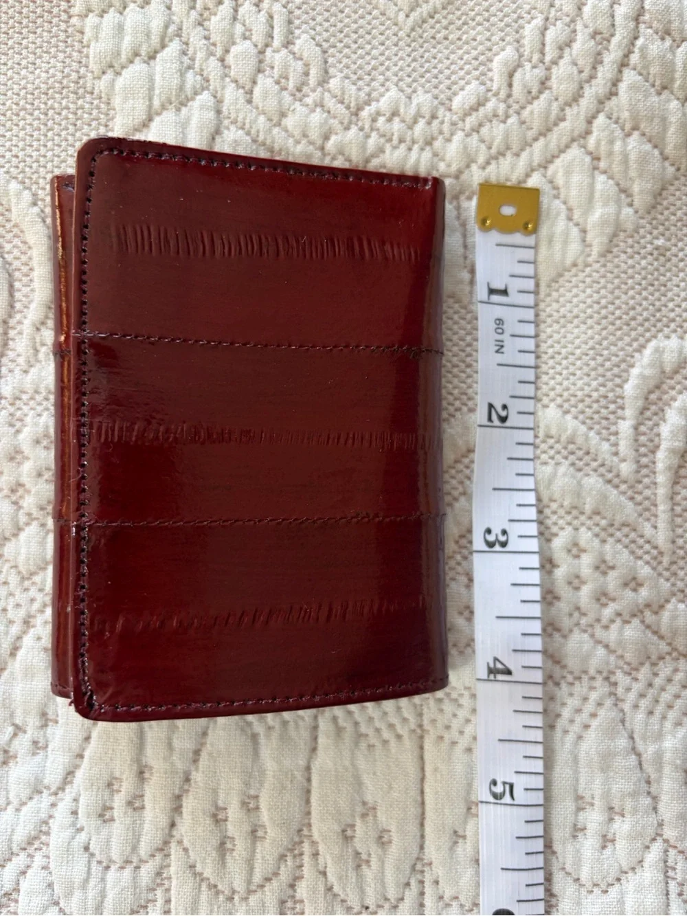 NWOT eelskin Men's trifold Card Wallet - Deep brown Leather